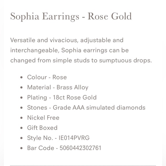 Infinity&Co 2 Pairs Of Jacket Pierced Earrings, Rose Gold. Brand New. - Picture 7 of 7